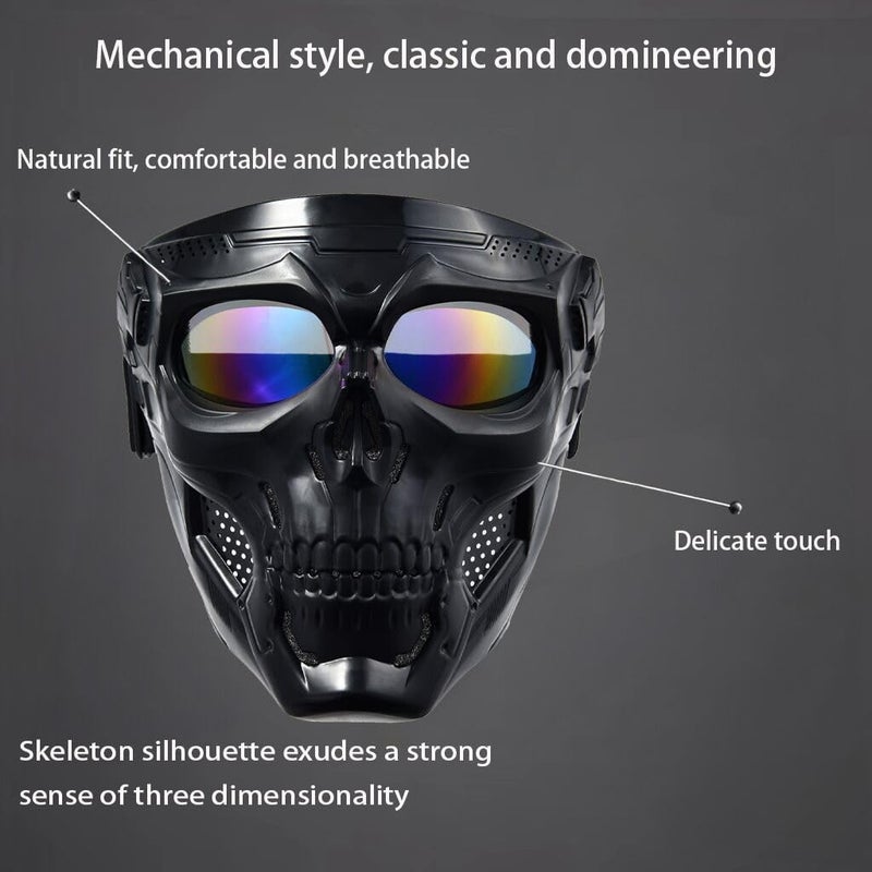 PLOOTA Airsoft Mask Full Face with HD Goggle Skull Skeleton Paintball Mask for Halloween Cosplay Paintball Game Props Party Tactical Mask - Image 3